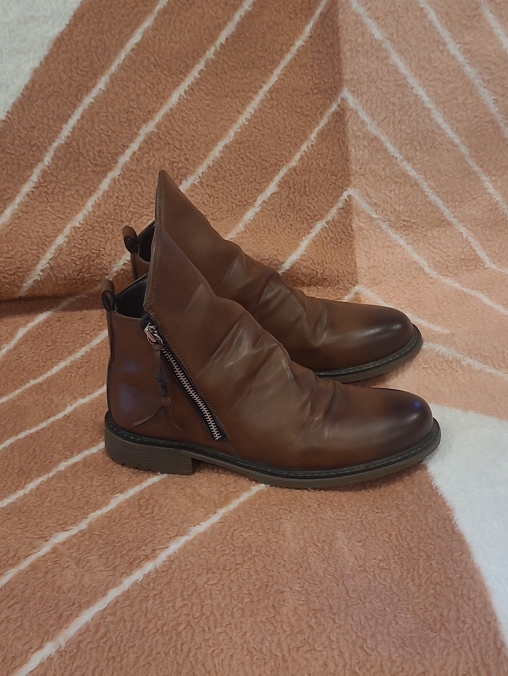 Marc Rivage Unisex Brown Leather Zip Chelsea Boots